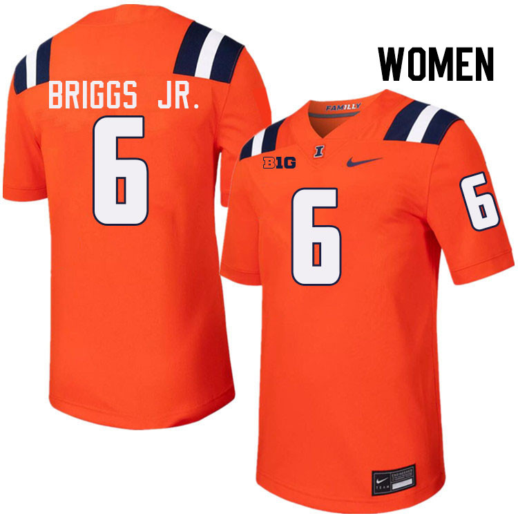 Women #6 Dennis Briggs Jr. Illinois Fighting Illini College Football Jerseys Stitched-Orange